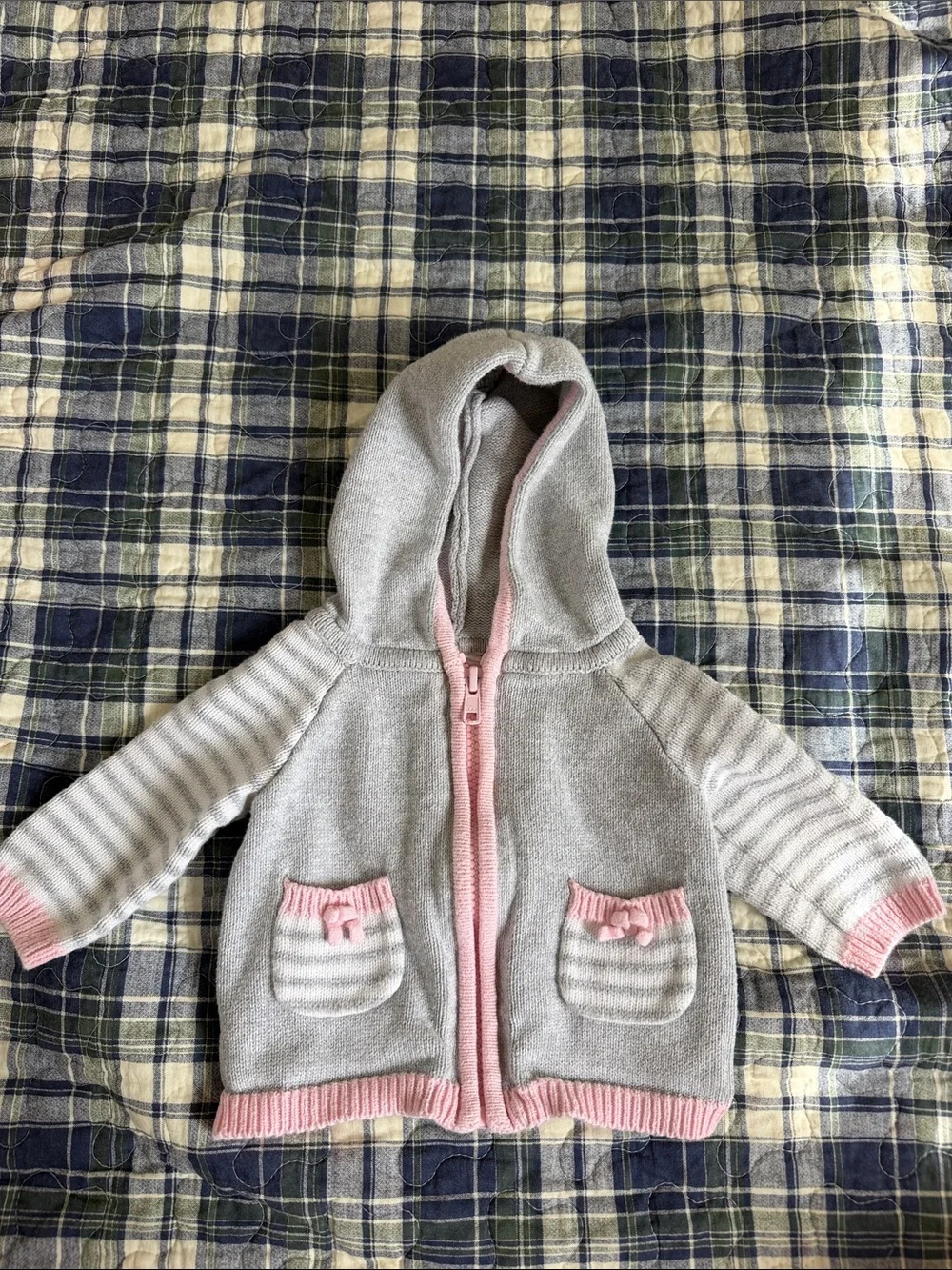 Gymboree Gray and Pink Hooded Knit Zip